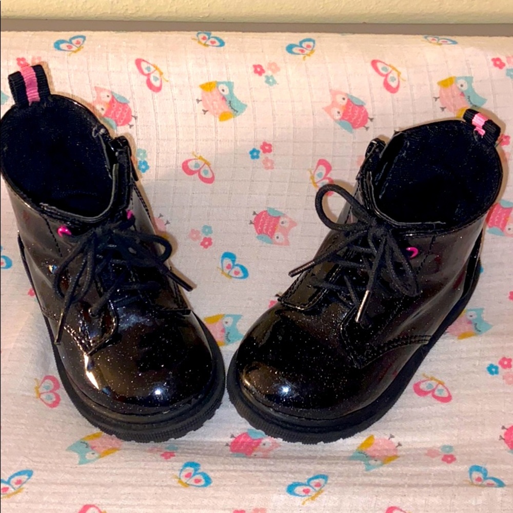Wonder Nation Black Glitter Boots Toddler Size 6